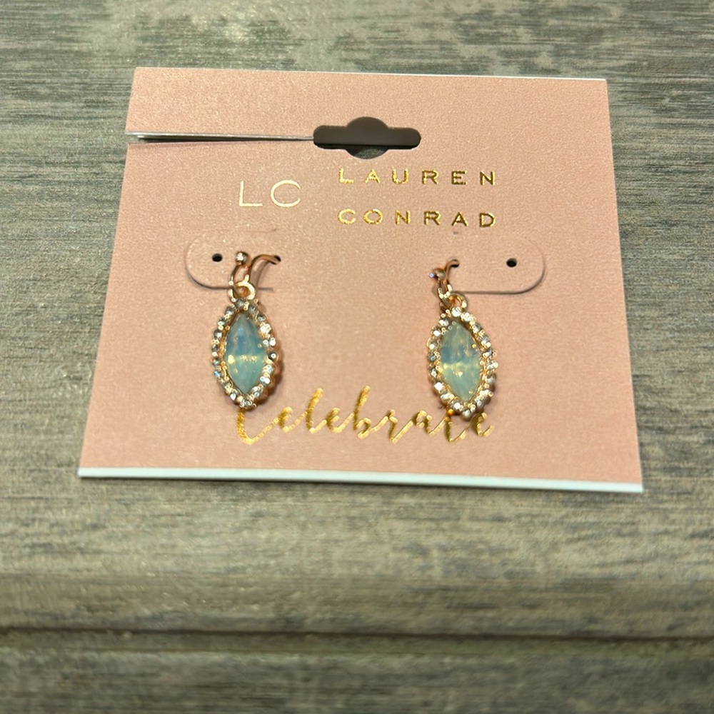 NWT LC Lauren Conrad Blue and Gold Earrings